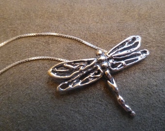 Dragonfly Sterling Silver Necklace on sterling silver chain