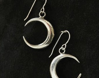 New Moon Crescent Sterling Silver Earrings