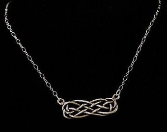 Endless Knot of Love Sterling Silver Necklace on Sterling Silver Chain