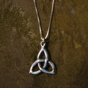 Trinity Knot/Triquetra Knot Sterling Silver Necklace on choice of Sterling Silver Box Chain or Black Satin Cord image 2