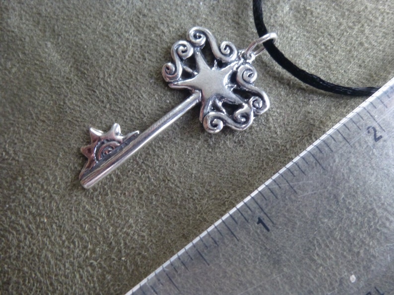 Hope Key Sterling Silver Pendant on Satin Cord / Star of Hope / Key / Healing image 3