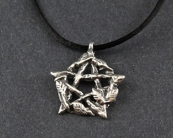 Pentacle Sterling Silver Persephone's Pentacle on Sterling Silver Box Chain or Black Satin Cord