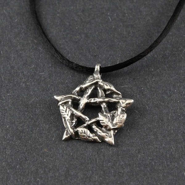 Pentacle Sterling Silver Persephone's Pentacle on Sterling Silver Box Chain or Black Satin Cord