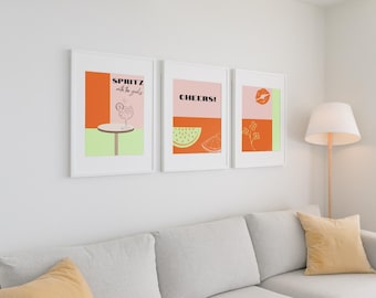 Aperol Spritz konsttryck, cocktailkonstposter, alkoholskylt kök, nostalgi retro drinkposter, barvagnsdekor, livfull cocktailposter