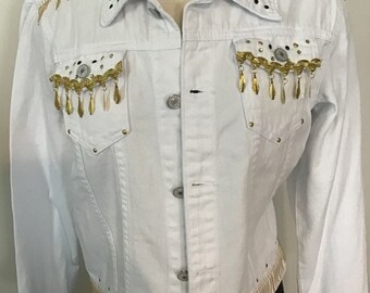 White and Gold Denim Jacket