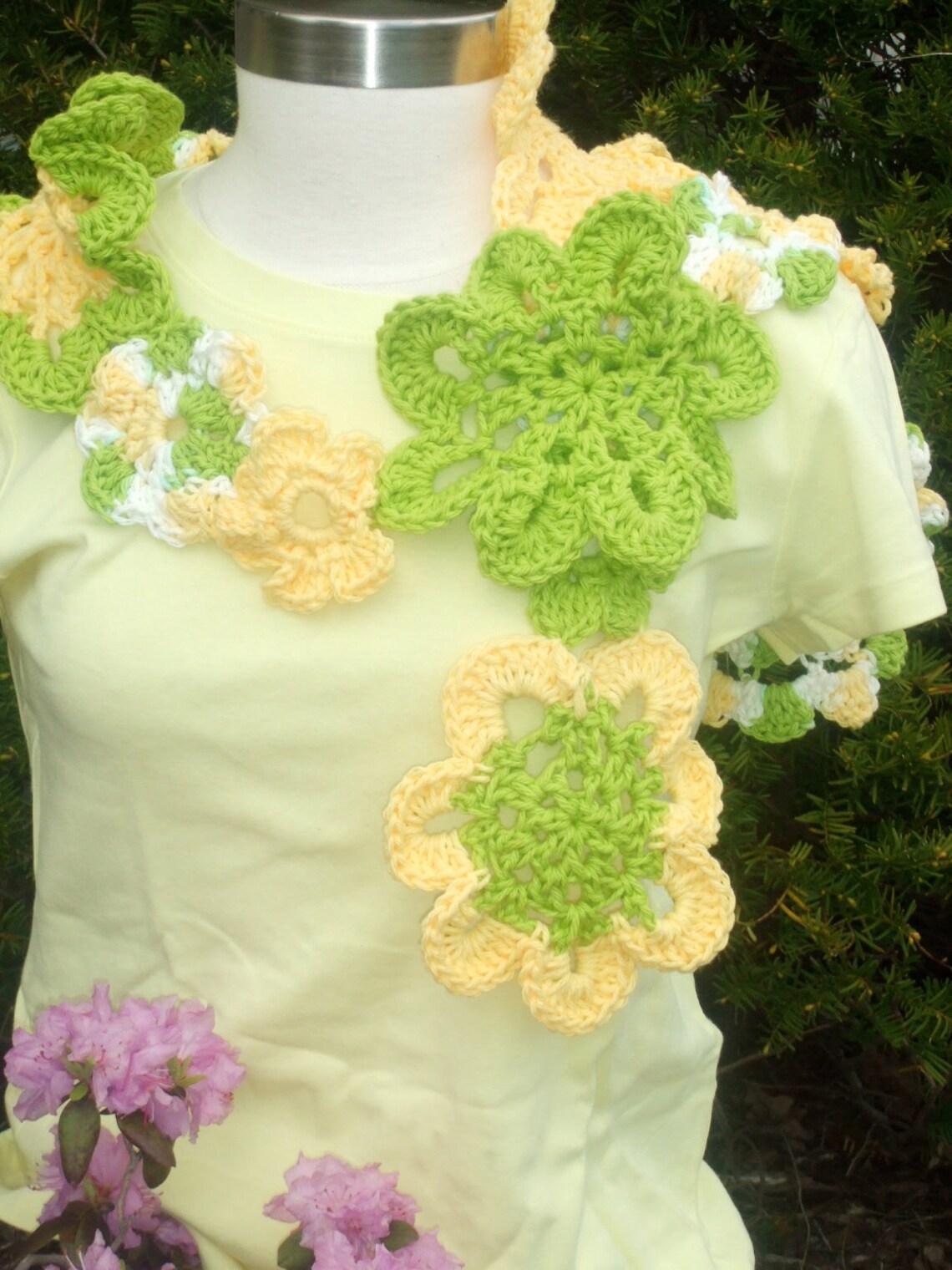 Buttercup Crocheted Flower Scarf | Etsy