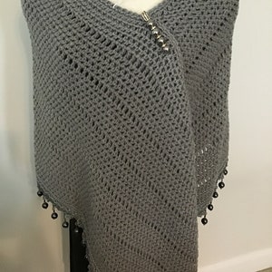 Dark Grey Beaded Shawl