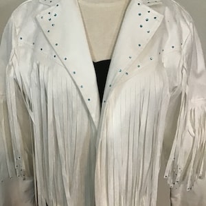 White Fringed Faux Suede Jacket