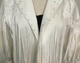 White Fringed Faux Suede Jacket