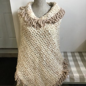 Cream Fringed Poncho