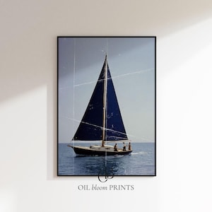 Old Money Sailboat, Timeless Blue Coastal Quiet Luxury Nautical Preppy Wall Art, Classic Yacht Racing Photography, Ocean Digital Download