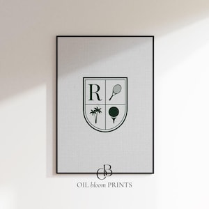 Beach Country Club Wall Art, Old Money Aesthetic Print, Green Crest Coastal Decor, Preppy Frat Dorm, Minimalist Sports Poster, DIGITAL PRINT