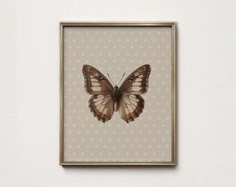 Vintage Butterfly Art Print: Neutral Cottagecore Decor PRINTABLE (Digital Download)