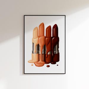 Makeup Room Wall Art, Glam Vanity Wall Print, Girly Bathroom Wall Art, Lipstick Poster, Elegant Beauty Print, Glamorous Fashion Illustration