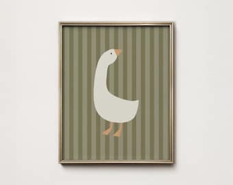 Sage Green Duck Print, Goose Wall Art, Cottagecore Nursery Decor, DIGITAL DOWNLOAD
