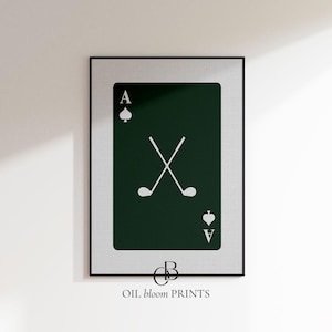 Golf Playing Card Art Print: Preppy Country Club Wall Decor (Digital Download)