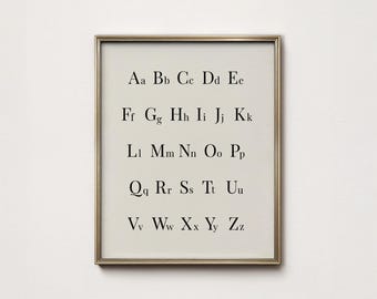 Nursery Alphabet Print: ABC Poster, Kids Playroom Wall Art Decor (Digital Download)