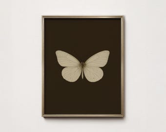 Vintage Brown Butterfly Art Print: Neutral Cottagecore Decor PRINTABLE (Digital Download)