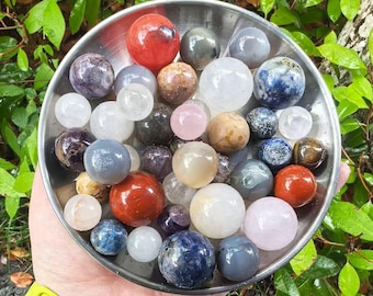 Mixed Crystal Mini Spheres: Healing Gemstone Balls for Grids, Decor, Gifts
