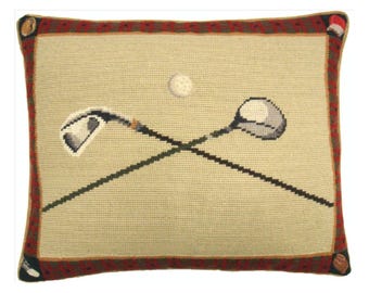 Handmade Wool Needlepoint Pillow Cover - Decorative Throw Cushion Cover - Vintage Floral Embroidery Design 4 corners grove, shoe  back
