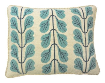 17x21''Handmade Wool Needlepoint Pillow Cover – Vintage Floral Embroidery Design