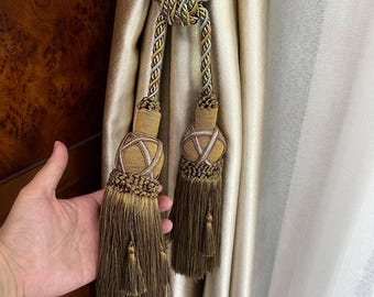 The 2 Pack Luxury Double Tassel Curtain Tieback, 26 in Total Length – Handcrafted Decorative Rope Holdback for Drapes & Home Interior Stylin