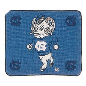 8x10 '' Handmade Wool Needlepoint Pillow Cover – UNC Tar Heels Embroidered Cushion image 1