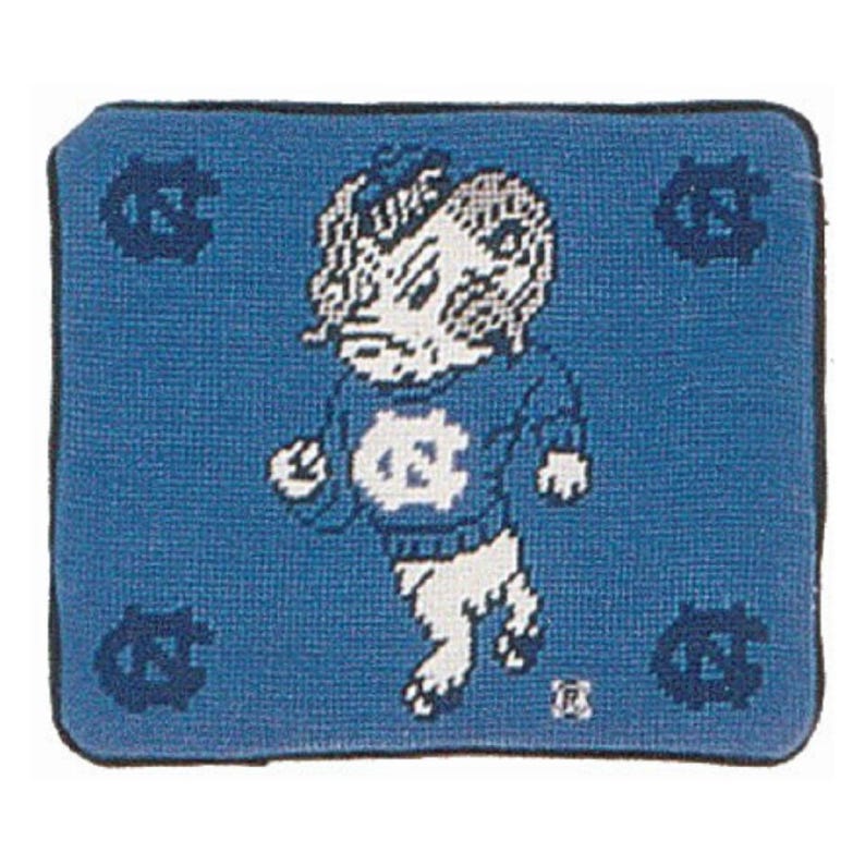 8x10 '' Handmade Wool Needlepoint Pillow Cover – UNC Tar Heels Embroidered Cushion image 1