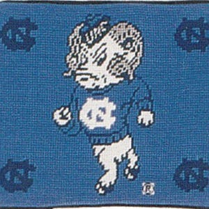 8x10 '' Handmade Wool Needlepoint Pillow Cover – UNC Tar Heels Embroidered Cushion image 3