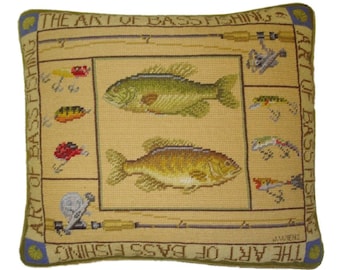 Handmade Wool Needlepoint Pillow Cover - Decorative Throw Cushion Cover - Vintage Floral Embroidery Design James Wienss designThe art of bas