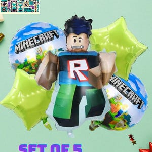 Pixel Block Inspired Birthday Party Balloons & Decorations — Gamer Party Supplies, Video Game Party Decor