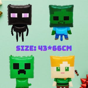 Pixel Block Inspired Birthday Party Balloons & Decorations — Gamer Party Supplies, Video Game Party Decor
