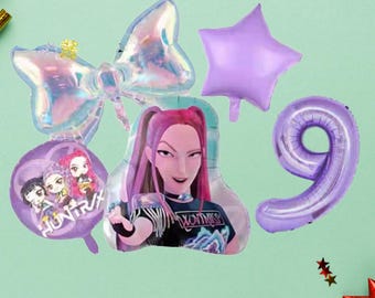 Globos de fiesta de cazador de demonios K-Pop, estilo anime Dark Idol, redondos, con forma de personaje, decoración para fiesta de cumpleaños.
