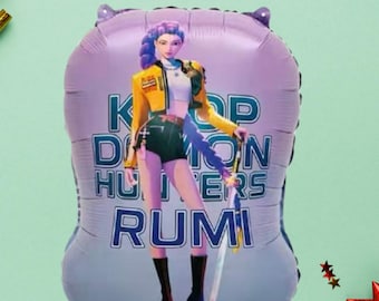 Globos de fiesta de cazador de demonios K-Pop / Globos estilo anime Dark Idol / Globos con forma de personaje / Globos redondos / Fiesta de cumpleaños