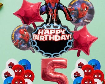 Blauwe op superhelden geïnspireerde verjaardagsballonset met 1-9 cijfers – pakket van 22 stuks met nummerballon, sterren, ronde ballonnen en latexballonnen