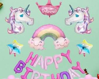 Rosa Einhorn Geburtstagsballon Set | Pastell Party Decor, Ballon Bundle