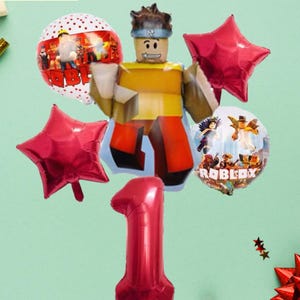 1-9 Numbers Red Party Balloon Set - 6pcs Game-Inspired Birthday Decorations with Number Balloons, Party Decor for Kids, Pump Not Included