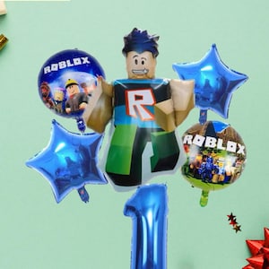 1-9 Numbers Blue Party Balloon Set - 6pcs Game-Inspired Birthday Decorations with Number Balloons, Party Decor for Kids, Pump Not Included