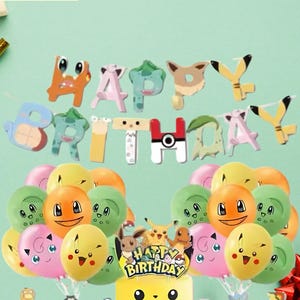 Cartoon Monster Theme Party Decoration Set 4 Styles Available, Includes Banner, Balloons, Cake Topper &Cupcake Toppers| Birthday Decorations