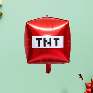 Pixel Block Inspired Party Paper Bags, Invitation Cards & Candy Boxes — Gamer Birthday Party Supplies