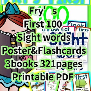 Fry's Erste 100 Sicht Wörter – Poster & Karteikarten Bündel (3 Bücher, 321 Seiten)|Sichtwörter für den Kindergarten|Lesematerialien für Vorschulkinder|Wörterliste