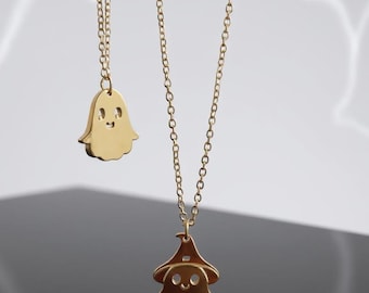 Stainless Steel Ghost Necklace: Spooky Halloween Jewelry