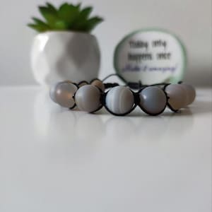 Matte Agate Stone Bracelet: Natural Gemstone Jewelry