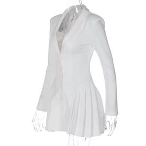 WHITE BLAZER FORMAL pleated dress