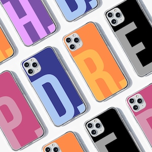 Personalised Large Initial Phone Case, Custom Name Phone Cover, Initials iPhone Case Monogram, Case for iPhone 16 15 14 13 12 Pro Max Plus