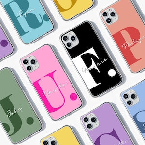 Personalised Large Initial Phone Case For iPhone 16 15 14 13 12 Pro Max, Initial Phone Cover, Monogram Phone Case, Clear Custom Phone Case