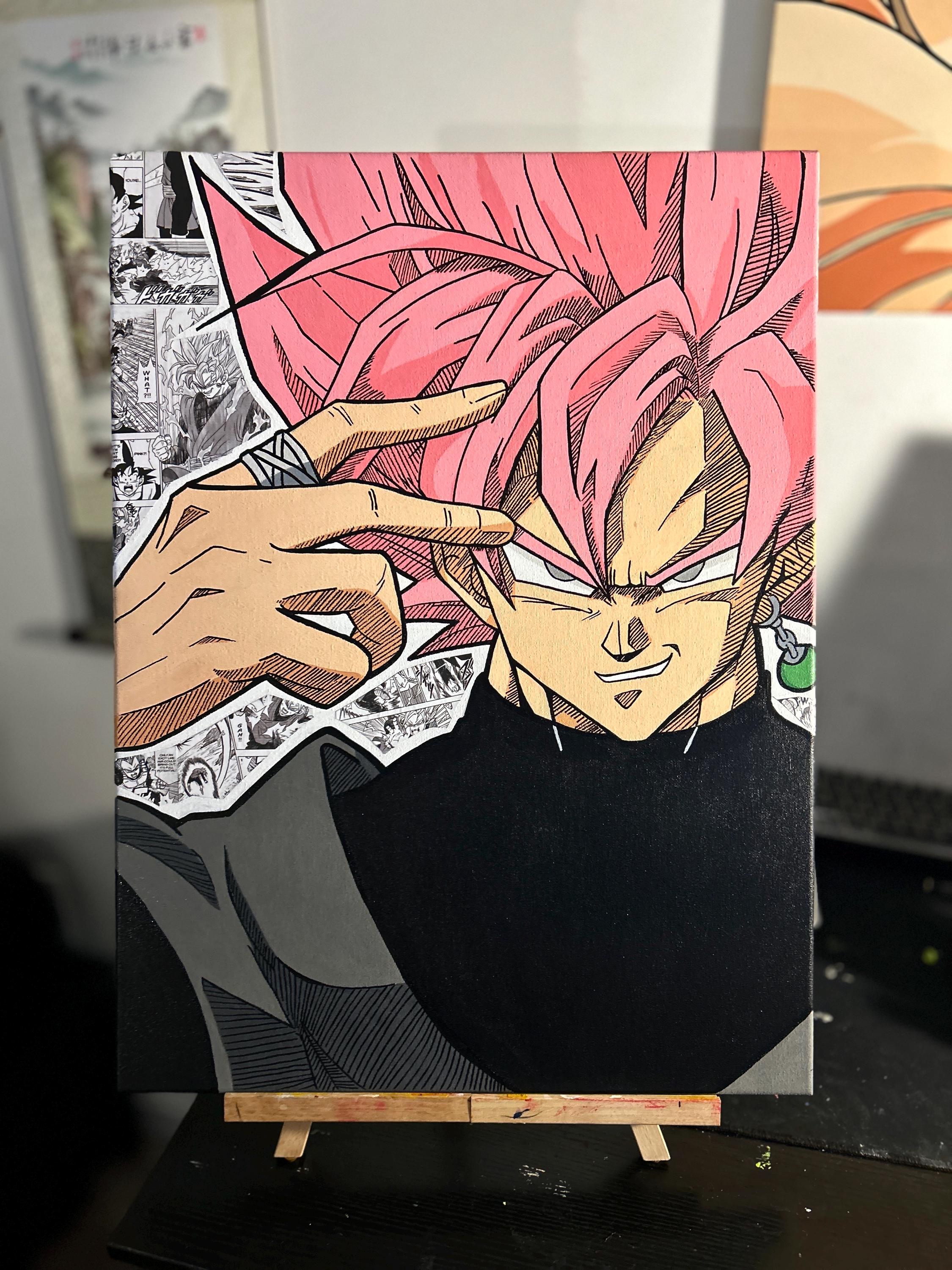 Goku Black Dragon Ball Z - Print – Hand-painted Acrylic Manga Artwork ...