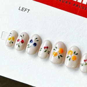Dainty Fruit Press On Nails – Spring Nail Set | Handmade & Long-Lasting