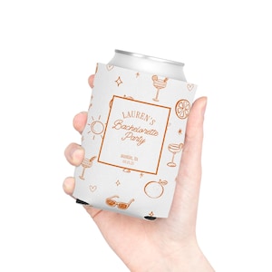custom can cooler, love at first spritz, slim can, bachelorette merch, cocktail party favor, spritz bachelorette, beach bachelorette, can cooler, can coolers, girls weekend, bachelorette, bachelorette party, party favors