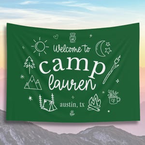 Camp Bachelorette Custom Wall Tapestry | Camp Bach Banner | Personalized Camp Bach Party Backdrop | Camp Theme Party Decor | Camp Bach